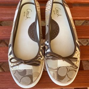 COACH Signature Marylu Ballet Flats Skimmers Canvas Patchwork